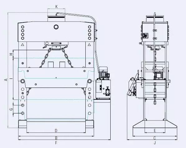 Schneidepresse, Industriemaschine, Stahlrahmen, Schwarzgrau, Kompakt